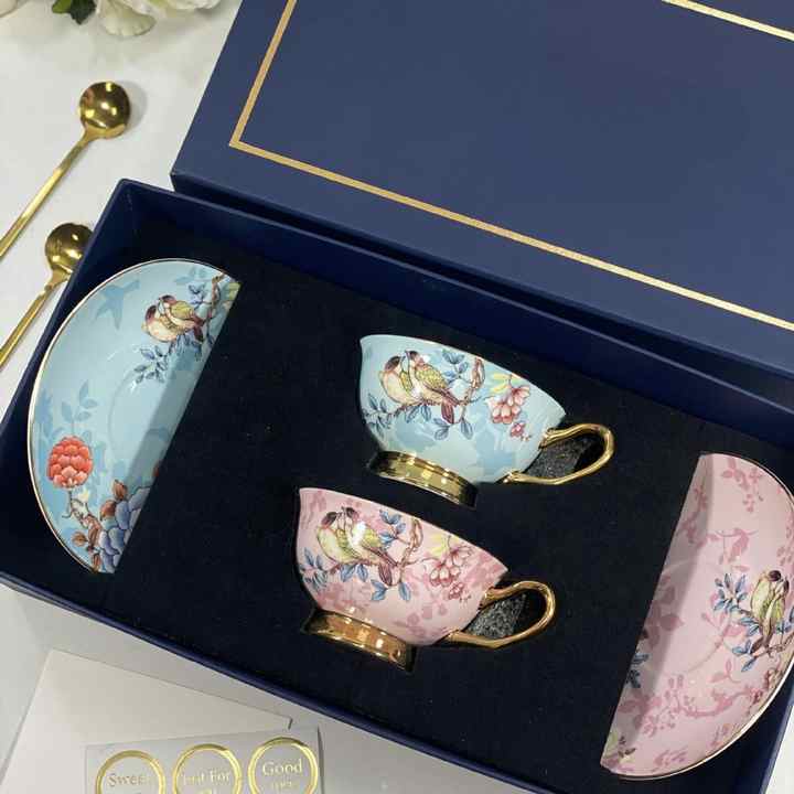 Fine Bone China 8oz Porcelain Ceramic English Royal Style Coffee & Tea Cup and Saucer Set