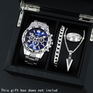 YuSa1058 <span class=keywords><strong>Set</strong></span> Più Venduto da <span class=keywords><strong>Uomo</strong></span> con Orologio al Quarzo, <span class=keywords><strong>Bracciale</strong></span>, <span class=keywords><strong>Collana</strong></span> <span class=keywords><strong>e</strong></span> Anello, Novità 2025, Lega d'Acciaio, Quadrante in Vetro, Regalo di Compleanno Perfetto per <span class=keywords><strong>Uomo</strong></span> - Product Image 1