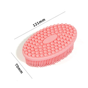 Brosse de bain en silicone de forme ovale rose, orange, rouge, pour masser le dos et le nettoyer, pour adultes et enfants - Product Image 4