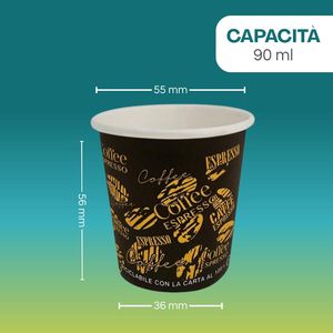 Gobelets à café en papier noir 90 ml, gobelets à expresso biodégradables avec graphismes Chicco Caff - Product Image 2