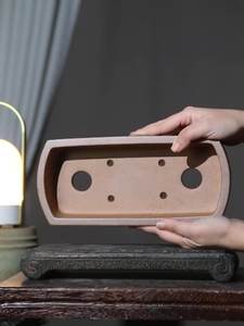 Высокое качество Zisha Фиолетовый песчаный прямоугольный узкий бассейн ручной горшок для сжигания дров бонсай Настольный горшок для посадки подвесной цветочный горшок - Product Image 2