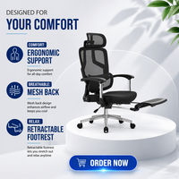 Chaise de bureau de direction ergonomique moderne confortable pivotante en maille à dossier haut avec support lombaire réglable et accoudoirs