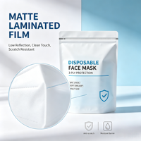 Sachet d'emballage blanc laminé à fermeture éclair, format personnalisé, impression couleur intégrale, pour masques faciaux médicaux jetables – Fournisseur direct usine