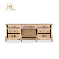 Ensemble de chambre à coucher en bois massif de luxe royal d'Italie, meubles, lit King Size classique et matelas