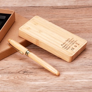 럭셔리 커스텀 로고 기업 프리미엄 기념품 선물 나무 파워 뱅크 펜 사무실 남성용 기타 판촉 및 비즈니스 선물 세트 - Product Image 5