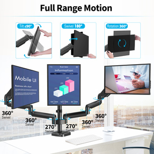 MOUNTUP 3 <strong>Monitor</strong> Desk <strong>Mount</strong> Heavy Duty Gas Spring <strong>Monitor</strong> Arm <strong>Triple</strong> <strong>Monitor</strong> Stand <strong>Mount</strong> - Product Image 4