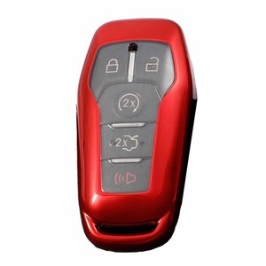 Huanyue TPU ปลอกกุญแจรถเหมาะสำหรับ Ford EDGE, Mondeo, Explorer, ปุ่มใสสีแดง DIY การปรับแต่ง - Product Image 2