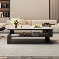 Table Basse Rectangulaire Style Moderne Minimaliste avec Rangement, Nouveau Mobilier de Maison en Verre et Métal pour Maison et Bureau