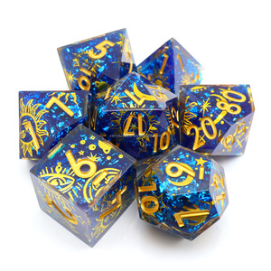 Jeu de dés polyédriques créatifs à bords vifs en résine, faits à la main, avec un thème mystérieux pour les jeux de table Dungeons & Dragons - L8 - Product Image 2