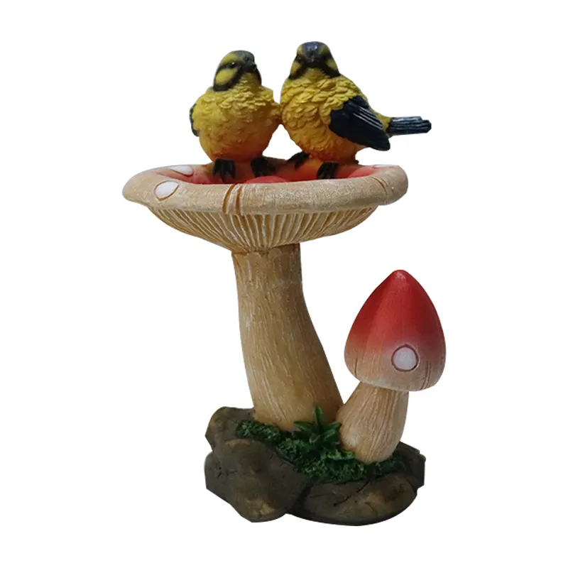 Estatueta de cogumelos de resina, animais de pássaros, estatueta de cogumelo para decoração de casa e jardim ao ar livre, estátua de jardim, artesanato