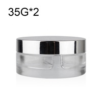Pot en verre à double compartiment au design unique, 10g*2 35g*2, pour crème visage, contour des yeux, beurre corporel, lotion, avec bouchon à vis