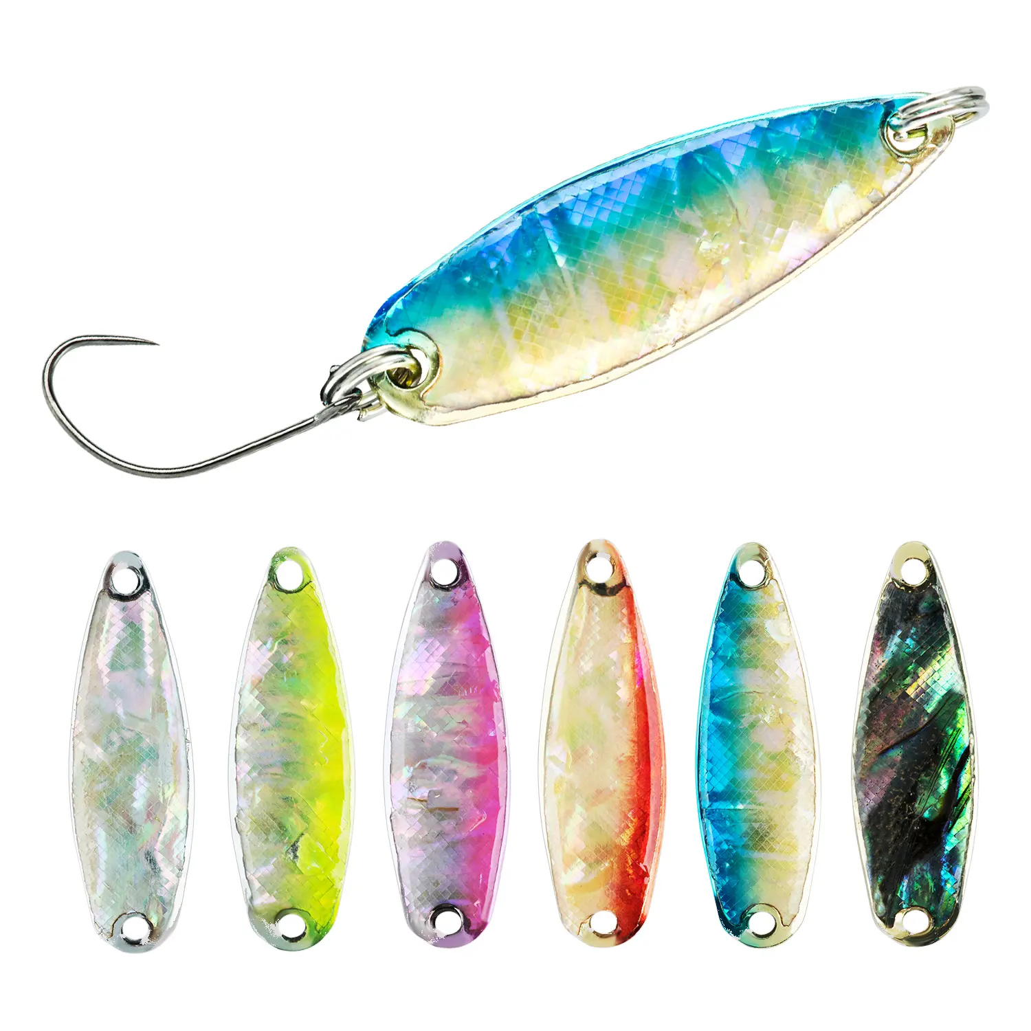 2pcs Fishing Flutter Hard Bait Freshwater Reflective Metal Spoon Lure for Trout Carp Perch