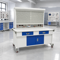 Station de travail modulaire double poste pour électriciens juniors, construction en métal à grille métallique pour l'installation en écoles techniques