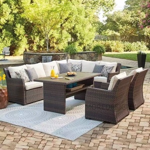 Canapé d'extérieur en <span class=keywords><strong>rotin</strong></span> tressé pour jardin, parc, hôtel, <span class=keywords><strong>salon</strong></span>, avec coussins imperméables – Excellent rapport qualité-prix - Product Image 4