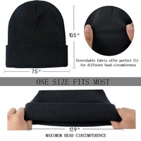 Bonnet tricoté unisexe d'hiver en matière douce, avec patch brodé, bonnet à revers, bonnet tricoté personnalisé avec logo pour l'hiver