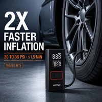 Compresseur d'air portable sans fil pour pneus, batterie rechargeable 6000 mAh, pression maximale 160 PSI, sac de transport personnalisé, double port