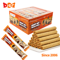 Biscuits croustillants Halal personnalisés en gros, saveur chocolat au lait sucré, en vrac, en boîte, roulés, enrobés de sucre, riches en fibres de blé