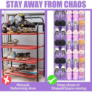 40 Pocket Over The Door Shoe Organizer Purple Mesh Hanging <b>Rack</b> For Closet <b>Storage</b> Behind Door Hanger - Product Image 3