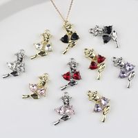 Liontin Bunga Mawar dari Paduan Seng dengan Inlay Zirkon, Aksesori DIY untuk Gelang, Kalung, Anting, dan Perhiasan Lainnya