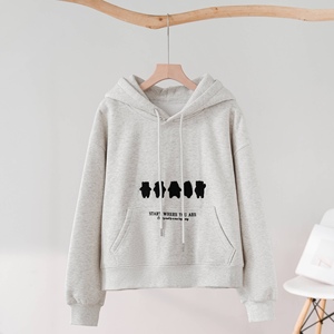 Felpa con cappuccio da donna in morbido cotone caldo e morbido da donna spazzolato alla moda in maglia Casual classico con ricamo orso - Product Image 2