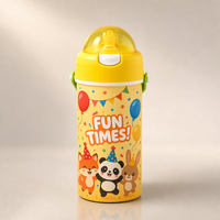 Bouteille d'eau sport pour enfants personnalisable, écologique, sans BPA, sans danger pour les aliments, avec paille et couvercle
