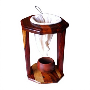 Support à filtre à café carré minimaliste en bois, capacité 350 ml, écologique, pour la maison, la cuisine et les cafés - Product Image 1