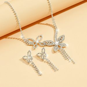 Factory Wholesale Personality Tassel Necklace Earring Set <b>Wedding</b> Dress <b>Accessories</b> Jewelry Sets for Women - Product Image 4