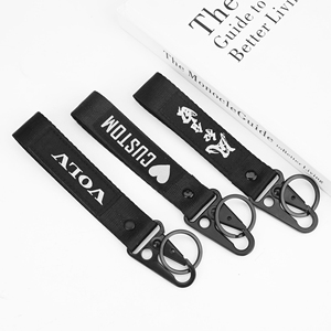 Lanière courte en nylon jacquard personnalisée avec logo imprimé, porte-clés et mousqueton bec d'aigle - Product Image 6