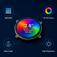 Écran LCD rond tactile de 2,8 pouces GX028-40RB-A1 avec interface RGB 480*480, 40 broches, pour utilisation en magasin de détail