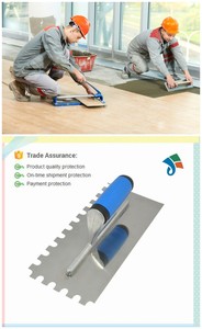 Outils de truelle de plâtrage 280x120mm finitions truelle crantée en acier au carbone poli commun avec truelle en acier inoxydable à poignée souple - Product Image 2