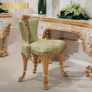 迷人的设计法式皇宫卧室贴面梳妆台手工木雕绿色织物梳妆台椅