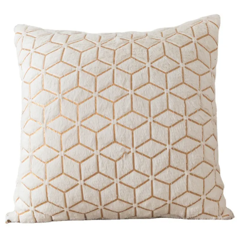 Ins Plush Pillow Solid Color Sofa Pillowcase Simple Creative Geometric Diamond Block Embroidered Cushion 10 Bronzing Contact Us