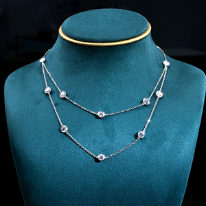 Collier en or blanc pour femme Messi Jewelry Customized MSN-899, diamant rond, style fashion. - Product Image 1