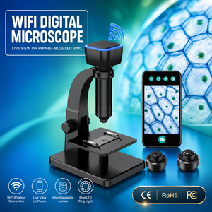 Microscope numérique WiFi 5MP à double objectif, microscope sans fil pour l'éducation scientifique des étudiants, cadeau STEM - Product Image 1