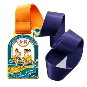 High Quality Cheap 3D, Souvenir Running Marathon Football Sports Trophies Medal With Ribbon Lanyard Metal Custom Medals/