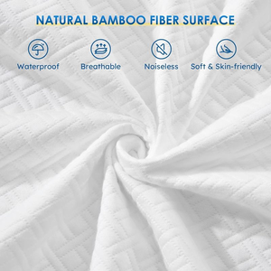 Protector de colchón de rizo de bambú antibacteriano impermeable personalizable almohadilla de protección de cama extraíble fácil de lavar King Queen - Product Image 4