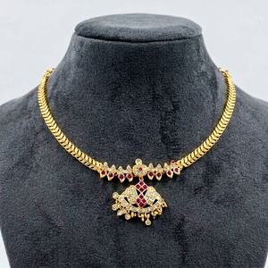 Divyoro Luxury Copper Alloy Gold Plated Classic Short Pendant <b>Necklace</b> Cubic Zirconia <b>Ruby</b> Inlay Adjustable Length Women Party - Product Image 1