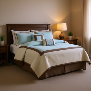 Ensemble de couette tissée florale 7 pièces, taille Queen et King, garnissage en polyester PVC, literie respirante pour chambres, maisons, hôtels - Product Image 2