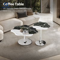 Table basse design en forme de fleur, plateau en marbre naturel, base en acier inoxydable 201, fabricant de meubles de luxe pour villas
