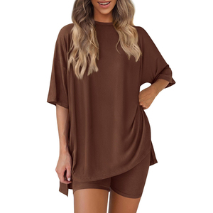 Conjunto de 2 Piezas para Mujer, Tallas XS-3XL, Estilo Casual de <span class=keywords><strong>Verano</strong></span> 2026, Camisas Holgadas y Pantalones Cortos Deportivos, Ropa para Viajes - Product Image 6