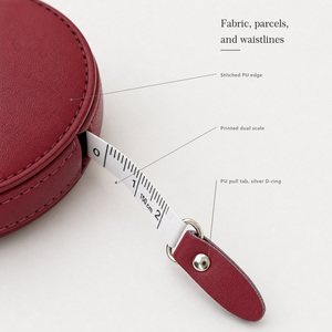 Leather Mini Retractable Tape Measure 60 Inches, Soft Flexible Body Measuring Tape for Tailor <b>Sewing</b> - Product Image 2