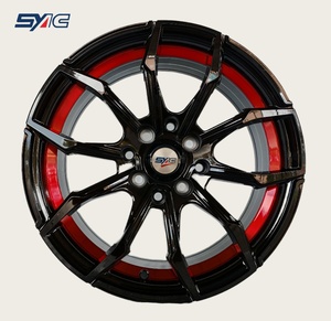Roues de moulage en gros d'usine 15 pouces 8 trous jantes de voiture 4*100 4*114.3 face noire <span class=keywords><strong>bague</strong></span> intérieure rouge jantes en alliage d'aluminium - Product Image 1