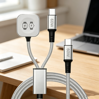 Câble de charge rapide magnétique 2-en-1 60W 100W PD Type C pour montre connectée et téléphones Type C – Vente en gros