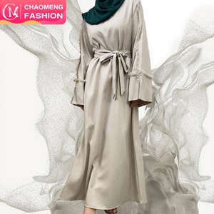 6804#B Latest Linen Material Design Split Cuffs With Small Tassel Sleeves With Pockets Daily Versatile Casual Elegant Dress - Product Image 1