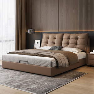 Modern Minimalist Leather <b>Bed</b> 1.5m Upholstered Nordic Style Master Bedroom Double <b>Bed</b> Italian Design - Product Image 3