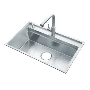 High capacity single bowl stainless steel simple design handmade sink