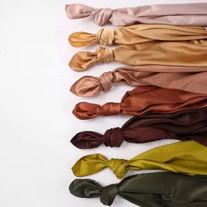 OEM Supplier Plain head scarves wholesale women shawl Muslim silky eyelash factory manufacture satin hijab silk scarf