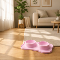Bol double en silicone pour chiens et chats, bol d'alimentation et d'eau antidérapant de qualité alimentaire, mangeoire pour animaux de compagnie en forme d'os