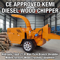 CE-gekeurde KEMI hydraulische diesel-aangedreven houtversnipperaar, mobiele takkenhakselaar, capaciteit 2T/u, max. diameter 15cm, houtvergruizer