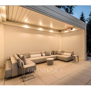 Pérgola Bioclimática Retráctil de Aluminio con Techo de Láminas, Diseño Exterior, Eléctrica, Impermeable, Blanca, para Patio - Product Image 2